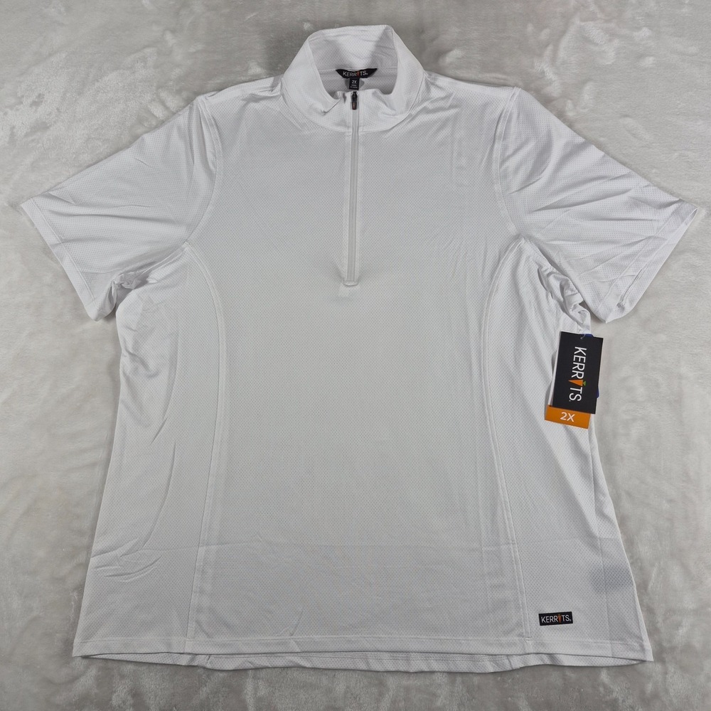 KERRITS Ice Fil Lite Short Sleeve 1/4 Zip Shirt Men's 2X White Casual Active NWT